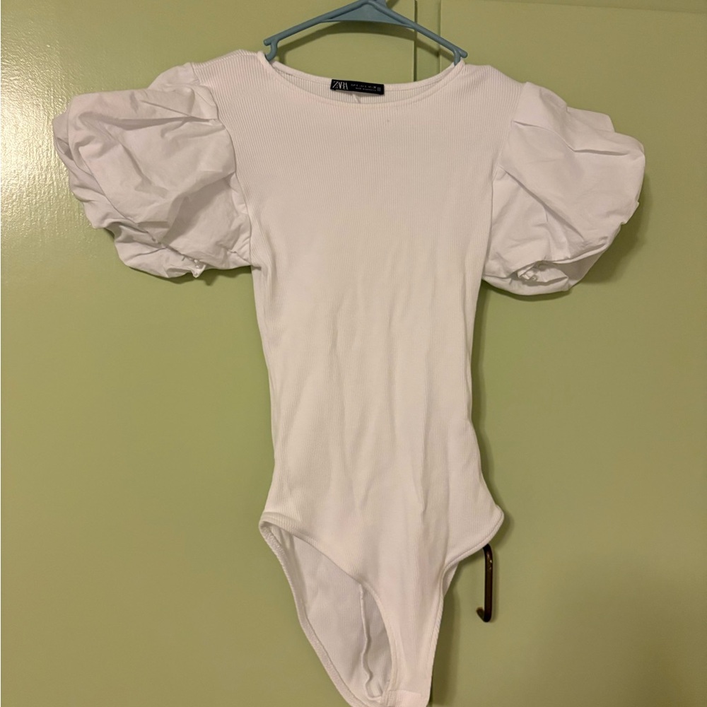 Zara White Puff Sleeve Bodysuit for Kids
